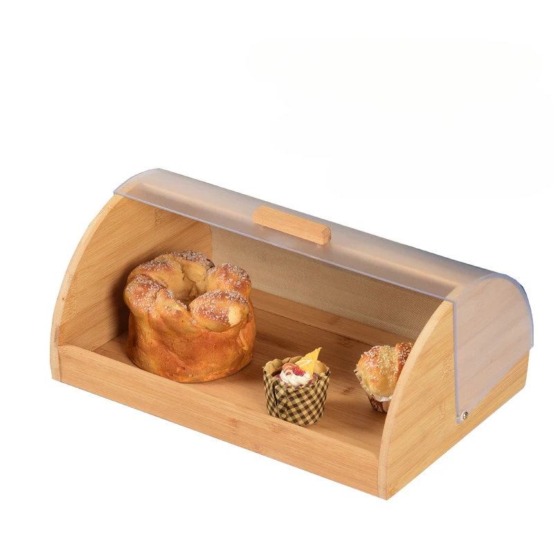 Food Storage Acrylic Containers - 아크릴 투명 뚜껑이 있는 대나무 빵