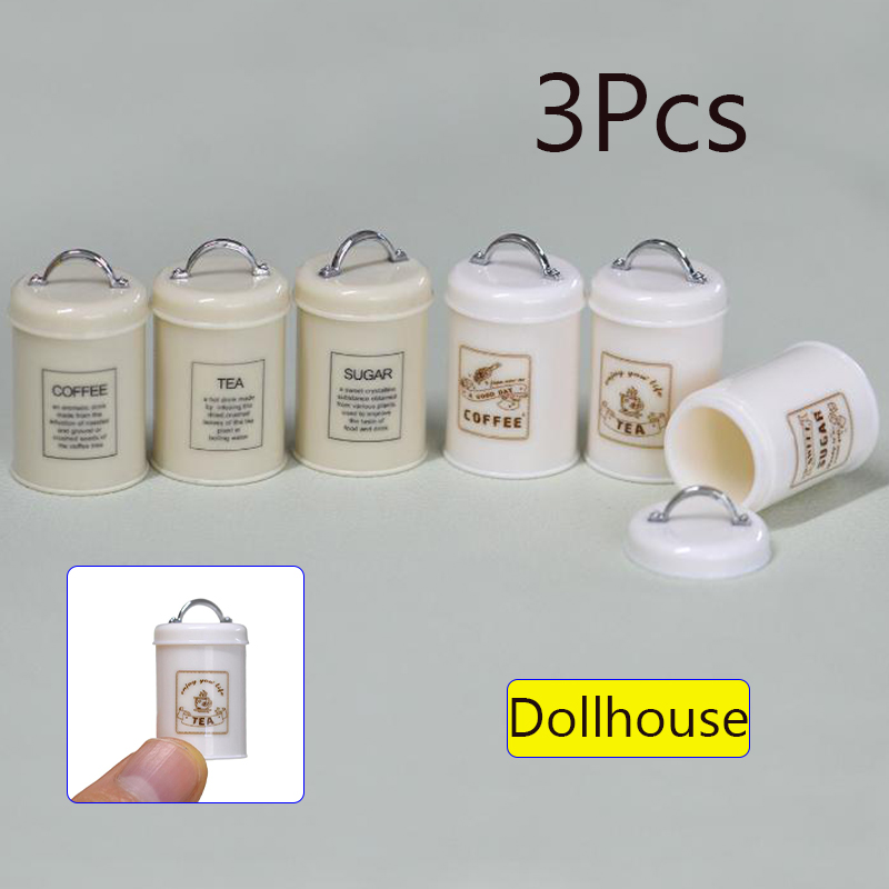 Food Storage For - 3개 미니어처 인형집 미니 음식/차/커피 캔