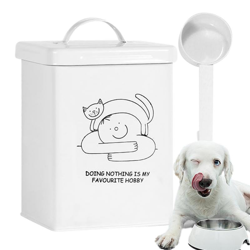 Food Storage Dog - 개 식품 저장 용기 뚜껑과 숟가락이있는
