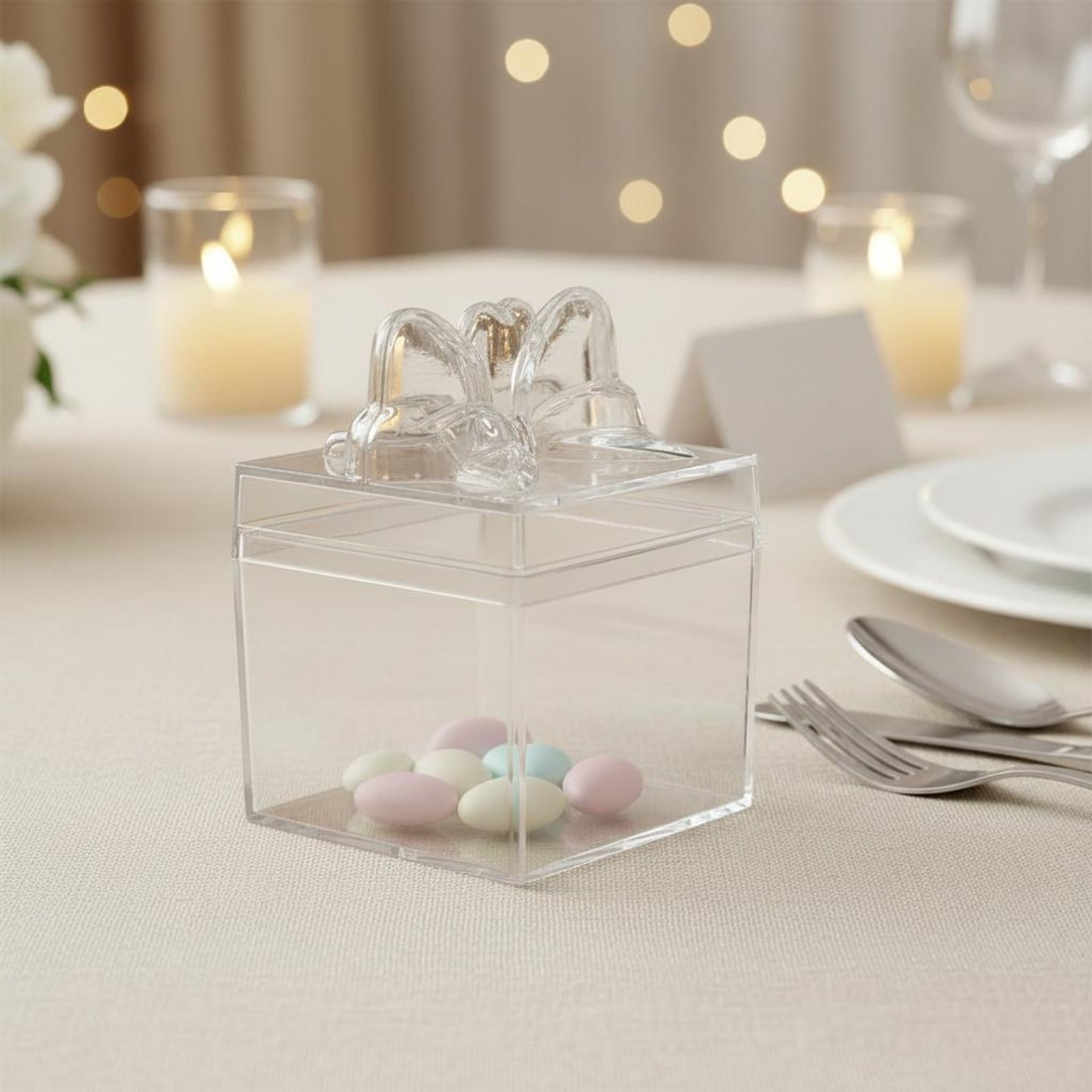Food Storage For - 투명 플라스틱 사탕 상자 리본 포함