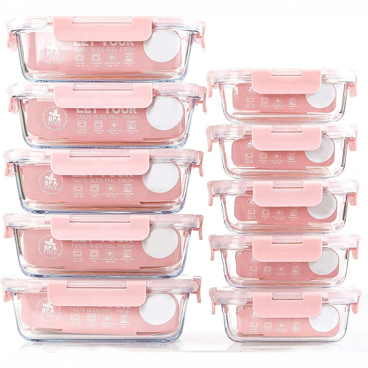 Food Storage Glass Jar - 10팩 유리 밀프렙 용기, 뚜껑이 있는