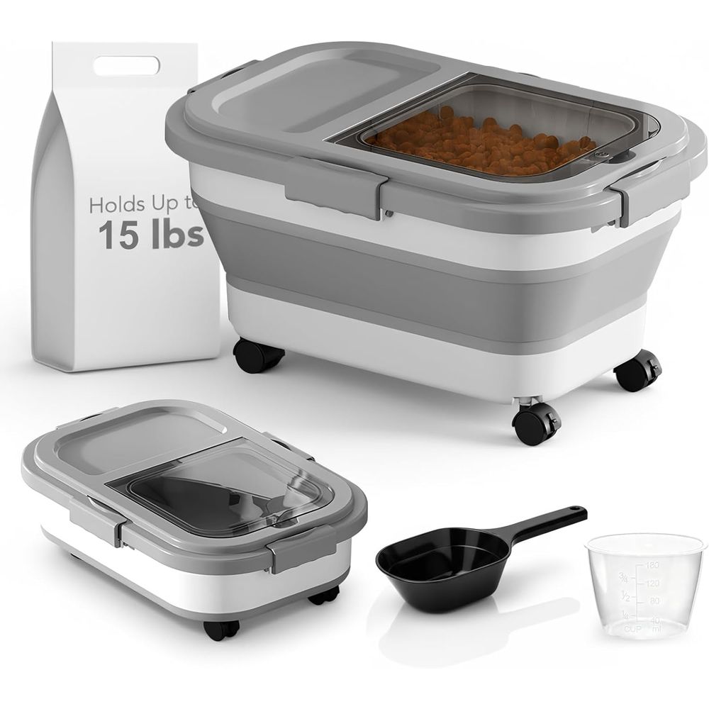 Food Storage Dog - 15파운드(약 6.8kg) 강아지/고양이 사료 보관 용기,