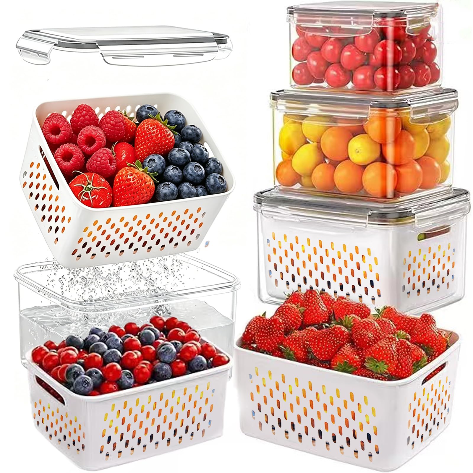 Food Storage Acrylic Containers - 3개 세트 과일 보관 용기, 식기세척기