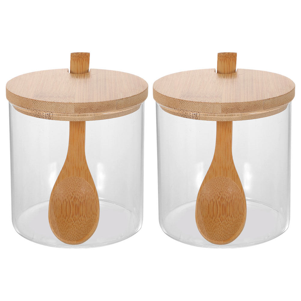 Food Storage With Lids - 투명 유리 재질의 조미료 용기 2개