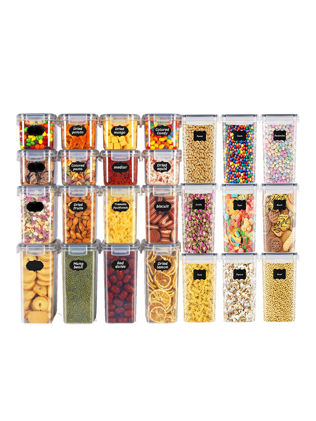 Food Storage Jars Airtight - 48개, 뚜껑이 있는 밀폐형 식품 보관