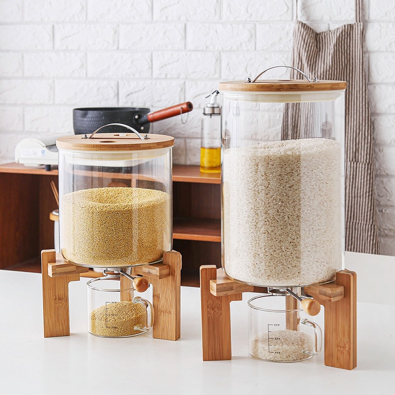 대형 고붕규산 유리 수제 주방 쌀 유리 보관 용기 쌀  - Food Storage Glass Containers Large 리뷰 및 가격