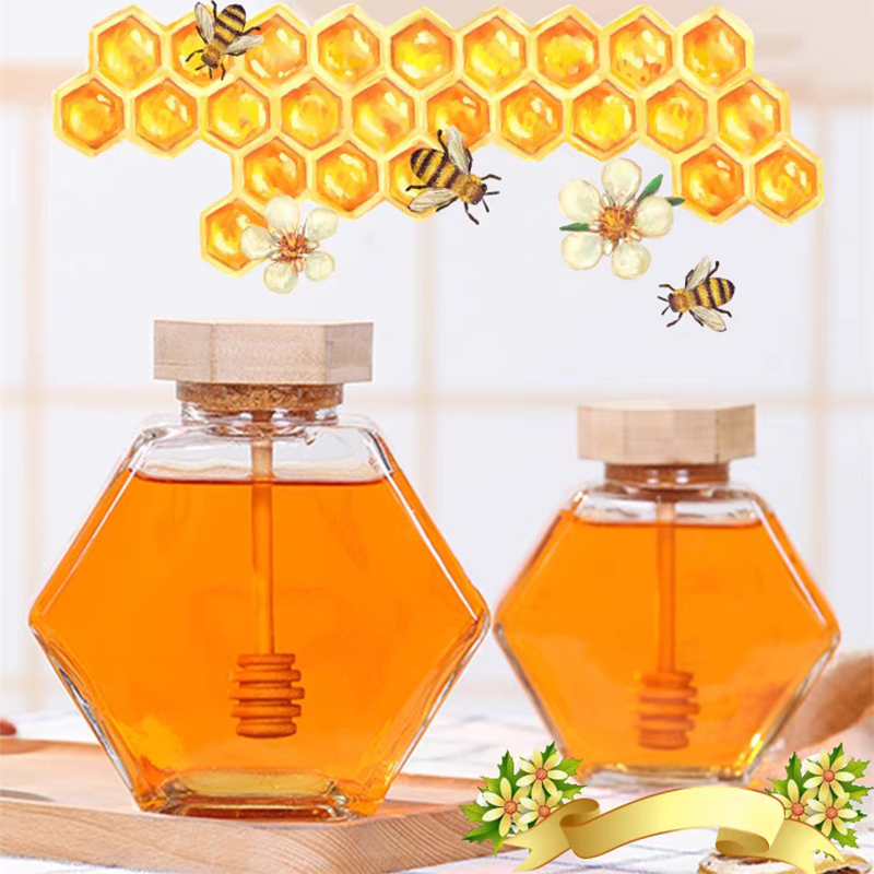 밀봉 및 교반봉이 있는 육각형 꿀 저장 유리병, 가정/ - Food Storage Glass Jar 리뷰 및 가격