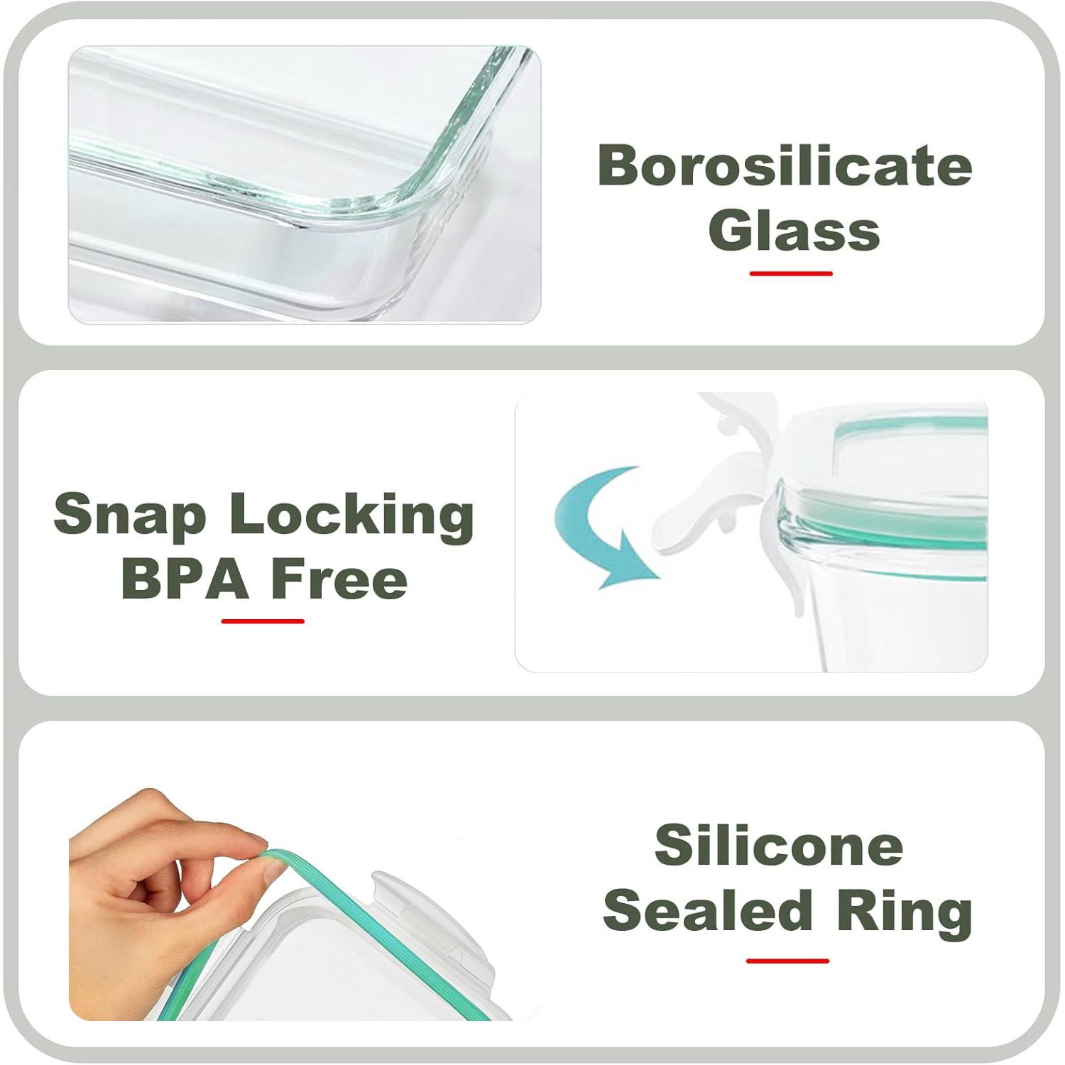 휴대용 유리 주방 식품 보관 용기 - 초대형 직사각형  - Food Storage Glass Containers Large 리뷰 및 가격