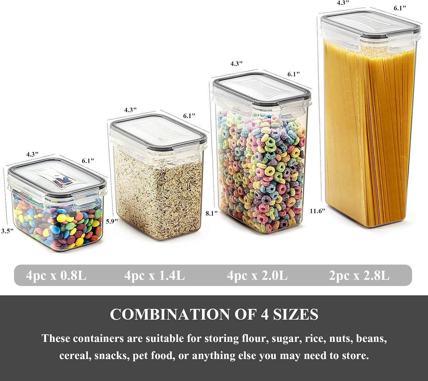 밀폐형 식품 보관 용기 14개 플라스틱 주방 팬트리 세 - Food Storage Acrylic Containers 리뷰 및 가격