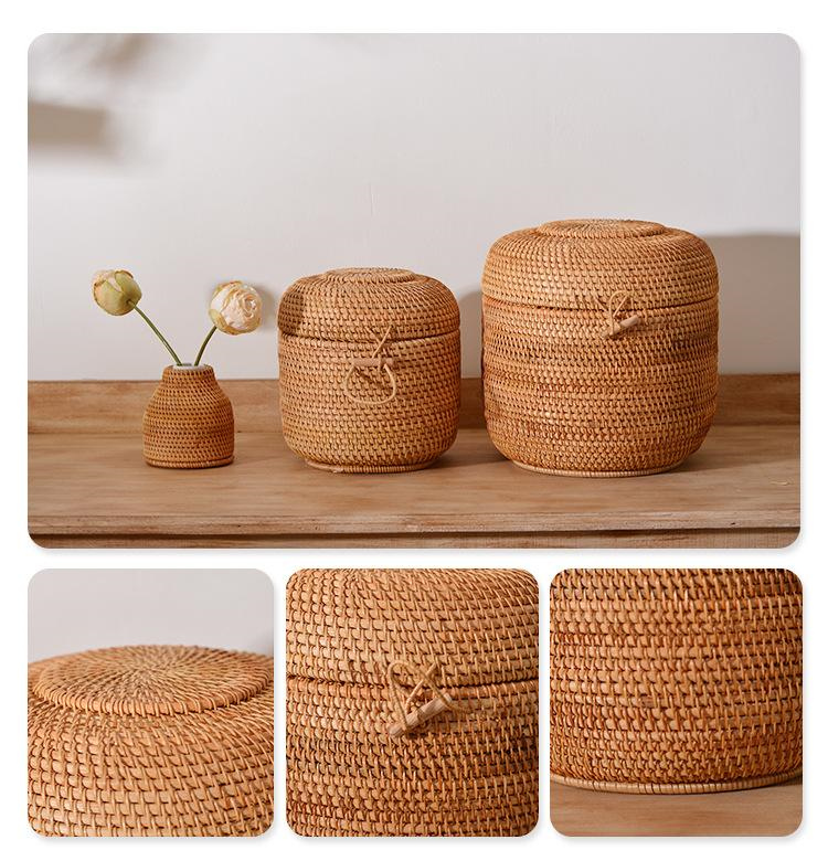 뚜껑이있는 손으로 짠 등나무 차 보관 상자 Puer 티 - Food Storage Roll Bags 리뷰 및 가격