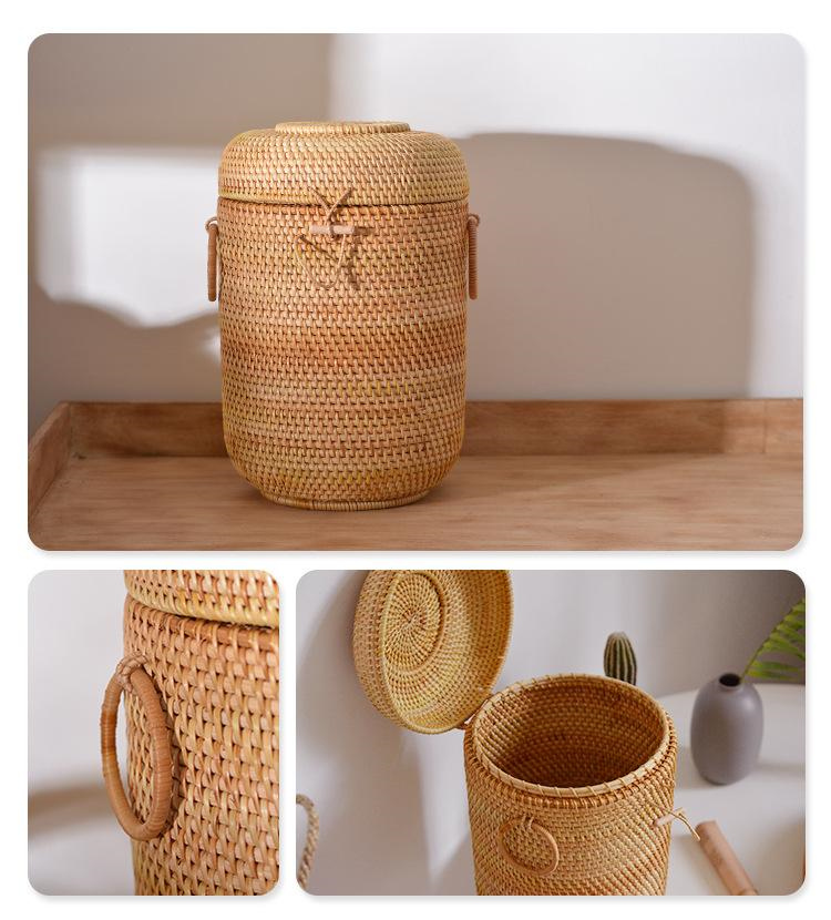 뚜껑이있는 손으로 짠 등나무 차 보관 상자 Puer 티 - Food Storage Roll Bags 리뷰 및 가격
