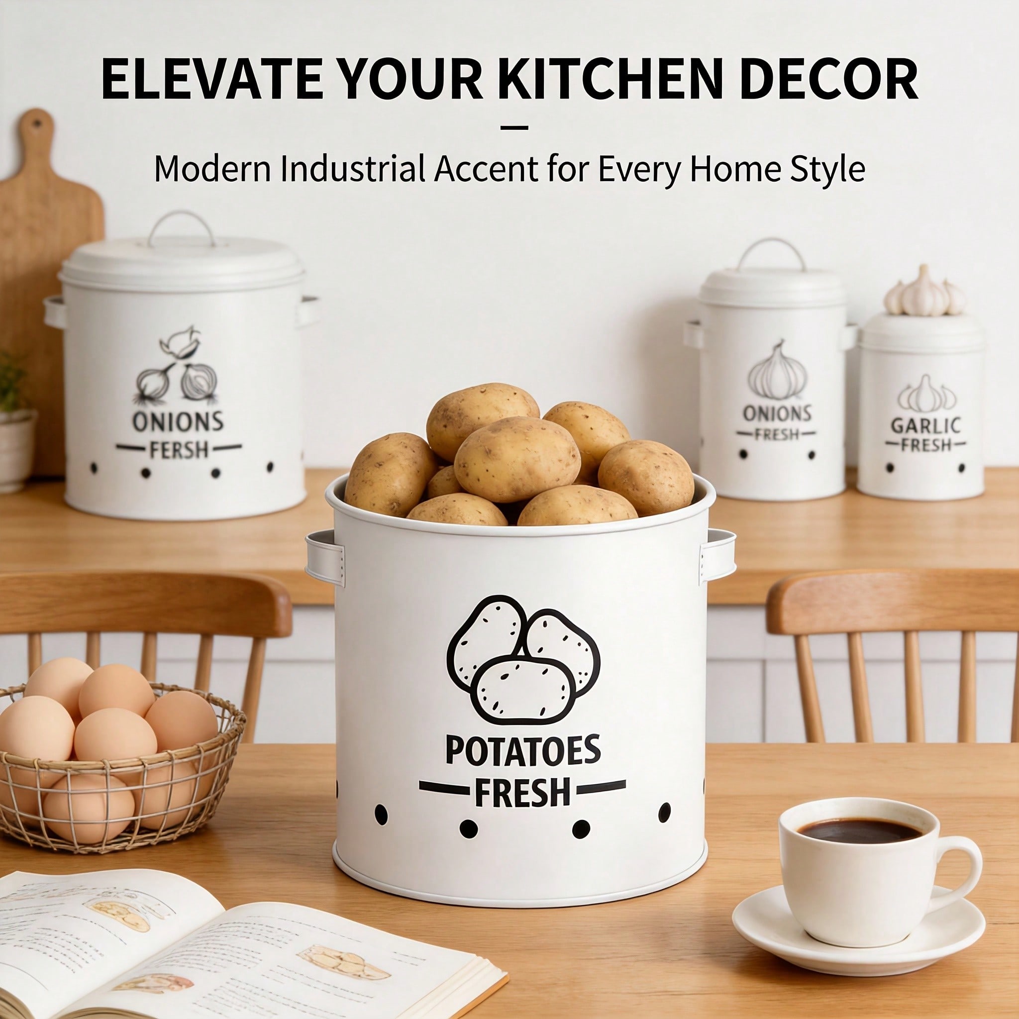 감자 양파 마늘 보관함 세트, 농가풍 블랙 메탈 3종  - Food Storage For Room 리뷰 및 가격