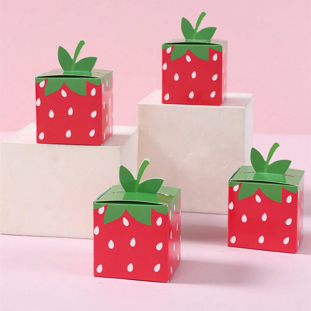 10Pcs 달콤한 과일 딸기 테마 종이 쿠키 사탕 상자 - Food Storage Baby 리뷰 및 가격
