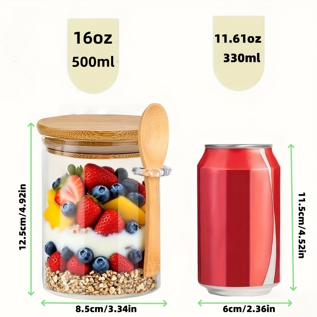 1/2/4/8개 세트의 오트밀용 유리 컵 세트, 뚜껑과 - Food Storage Glass Jar 리뷰 및 가격