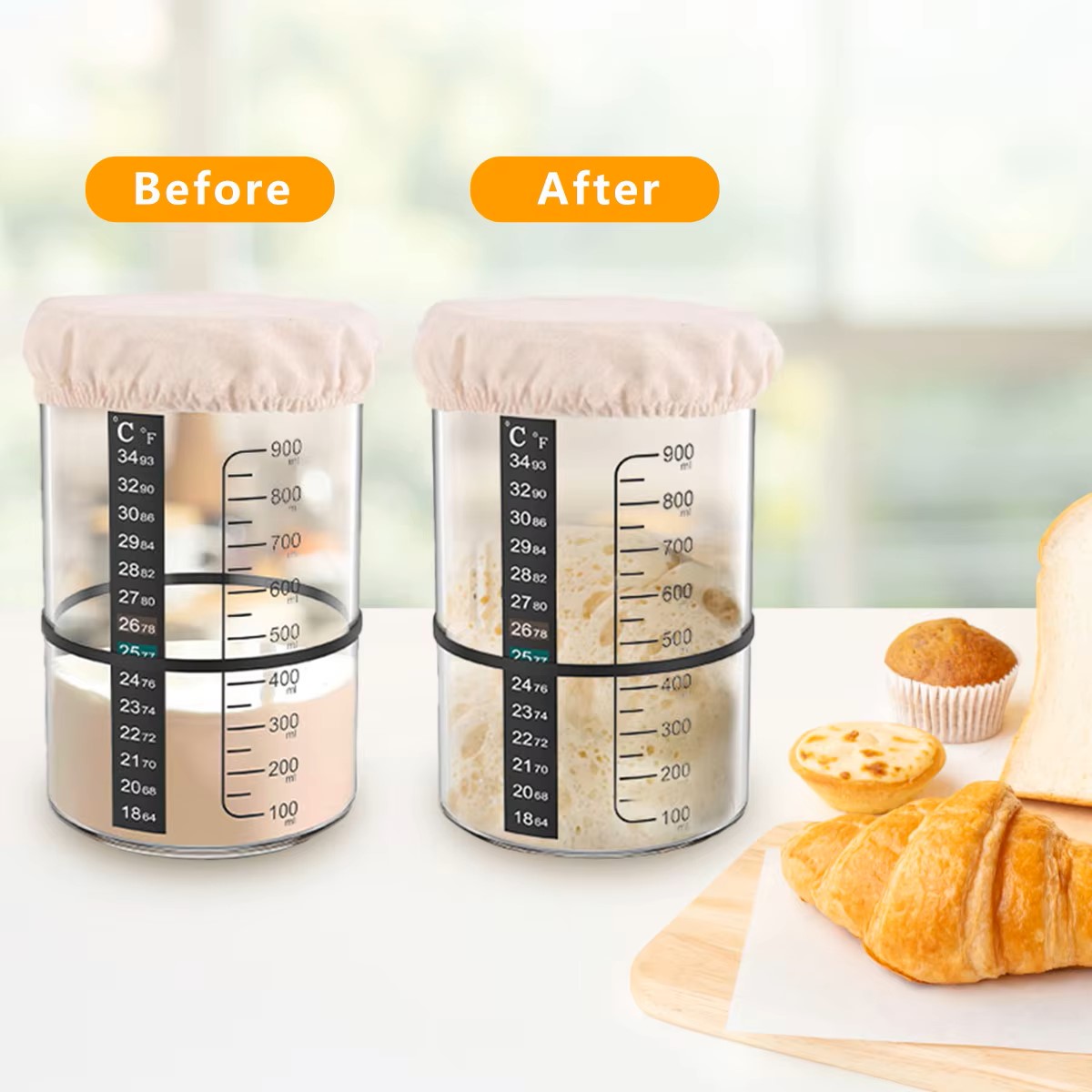 1500/900ml 사워도우 스타터 유리병 세트, 내열 - Food Storage Glass Jar 리뷰 및 가격