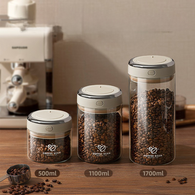 500/1100/1700ml 커피 원두 진공 밀봉 탱크 - Food Storage Glass Jar 리뷰 및 가격