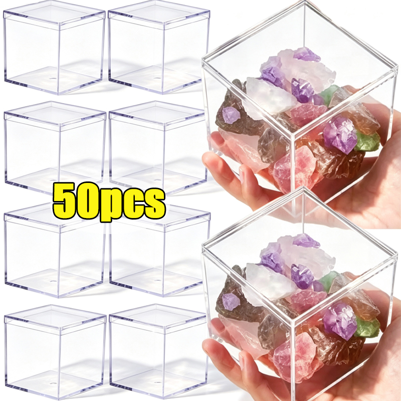 1-50pcs 커버가있는 투명 아크릴 상자 플라스틱 주 - Food Storage Acrylic Containers 리뷰 및 가격