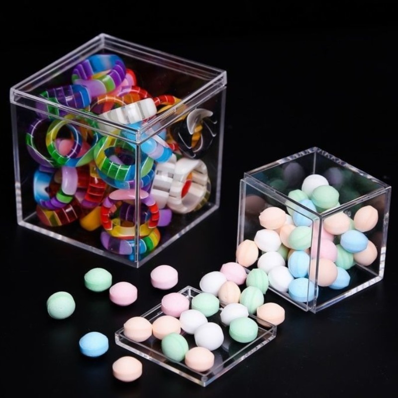 1-50pcs 커버가있는 투명 아크릴 상자 플라스틱 주 - Food Storage Acrylic Containers 리뷰 및 가격