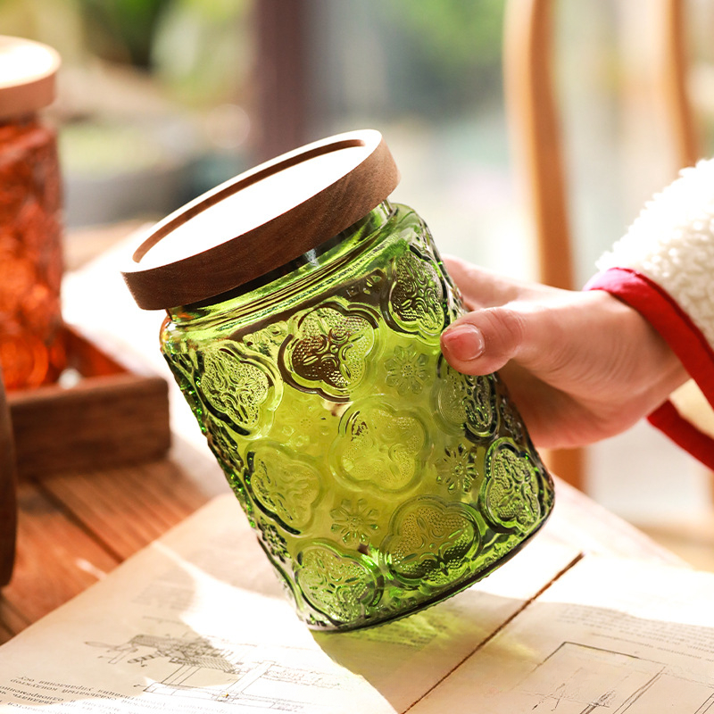 빈티지 유리 주방 보관 항아리, 밀폐 목재 뚜껑이 있는 - Food Storage Glass Jar 리뷰 및 가격