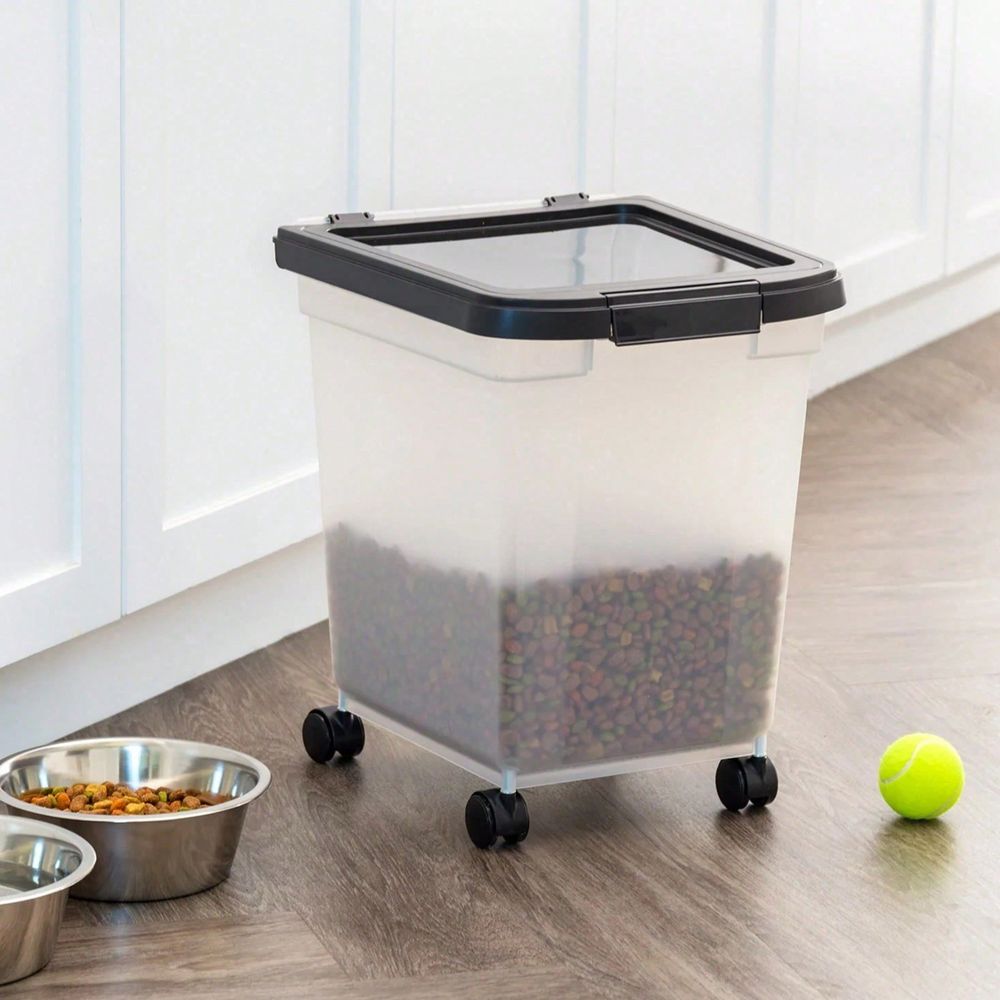 바퀴와 뚜껑이 있는 투명 플라스틱 보관통, 25파운드. - Food Storage Dog 리뷰 및 가격